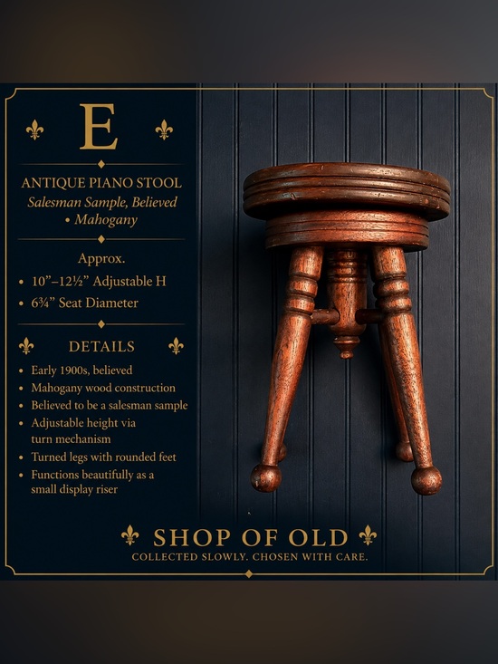 Antique Other - Antique Adjustable Mahogany Piano Stool | Salesman Sample, Believed